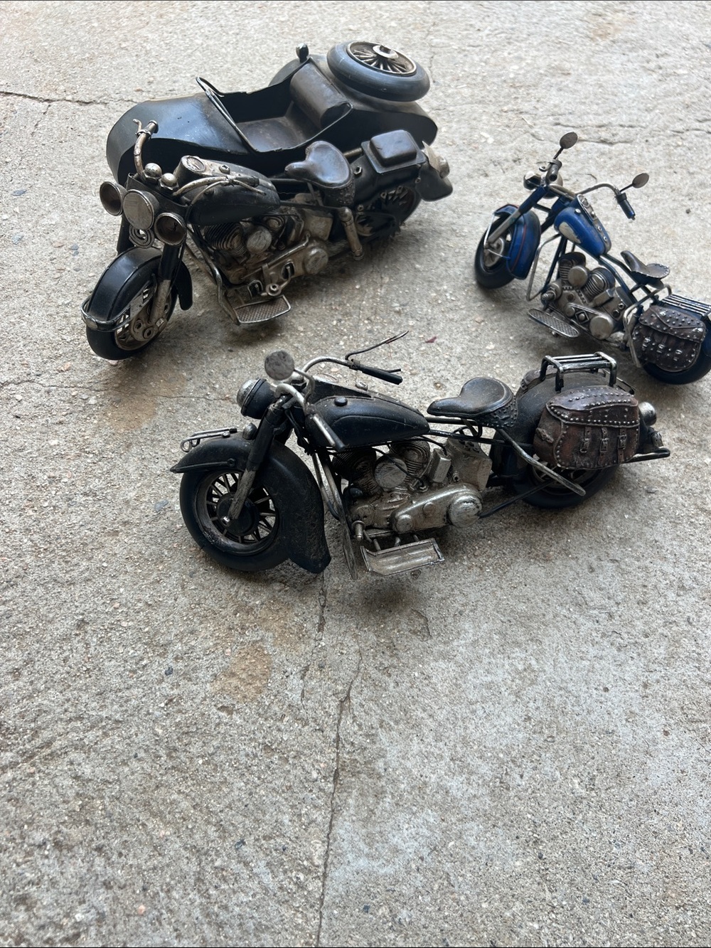 Classic Black & Blue Metal Toy Motorcycle Set - Kids Toys